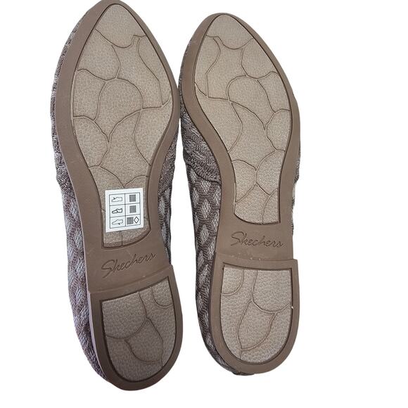 Sketchers Sz8 Air Cooled Cleo Honeycomb Flats‎ Oatmeal Brown Pointedtoes Textile - Picture 2 of 15
